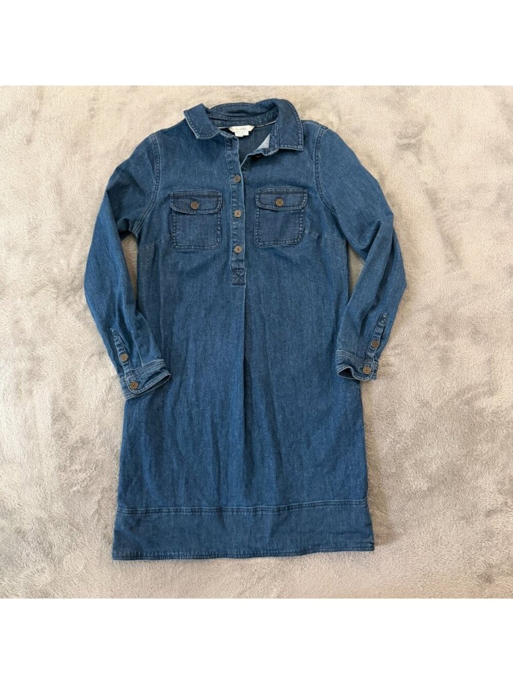 Boden Denim Shift Dress Womens size 6 Regular Long Sleeve Pockets